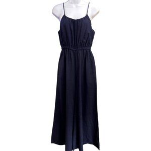 Haute Hippie Navy Jumpsuit XS Wide Leg Boho Linen Blend Resort Wear Coastal Chic